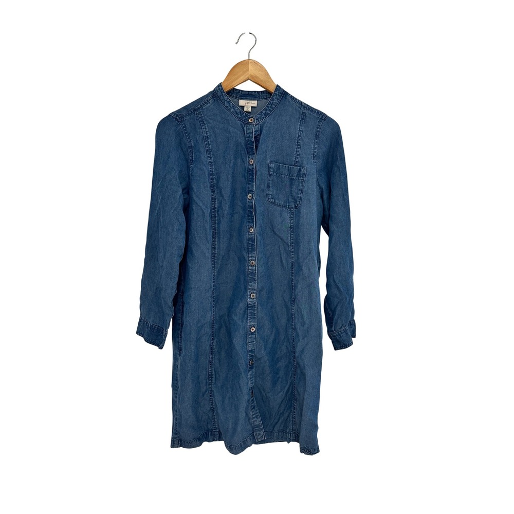 J.Jill Denim Shirt Dress Blue Button Down Mini Size Small Petite Casual